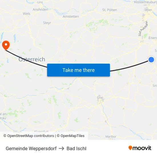 Gemeinde Weppersdorf to Bad Ischl map