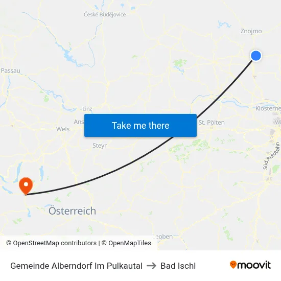 Gemeinde Alberndorf Im Pulkautal to Bad Ischl map