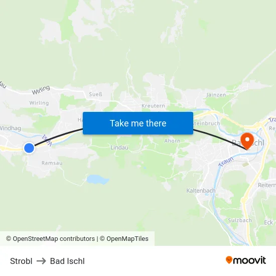 Strobl to Bad Ischl map