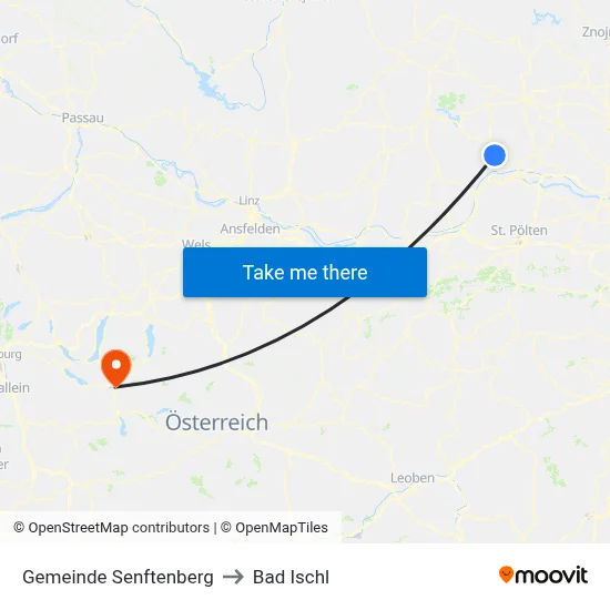 Gemeinde Senftenberg to Bad Ischl map