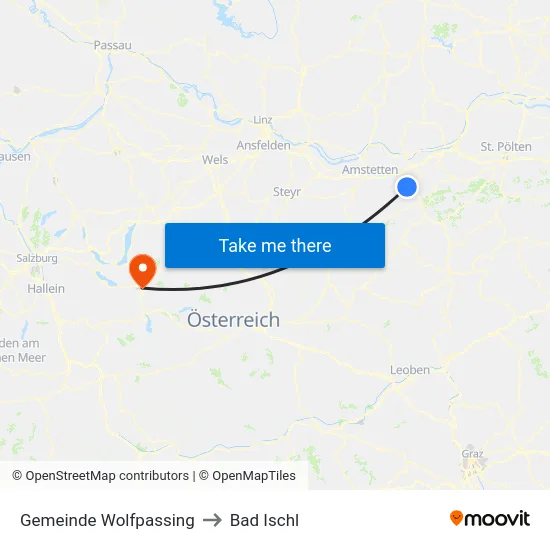 Gemeinde Wolfpassing to Bad Ischl map