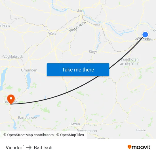 Viehdorf to Bad Ischl map