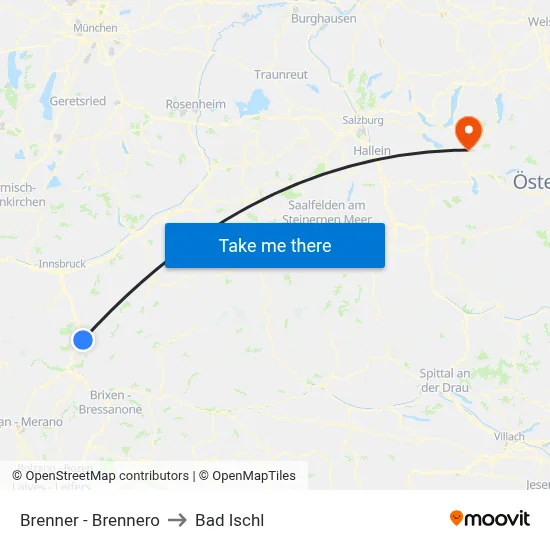 Brenner - Brennero to Bad Ischl map