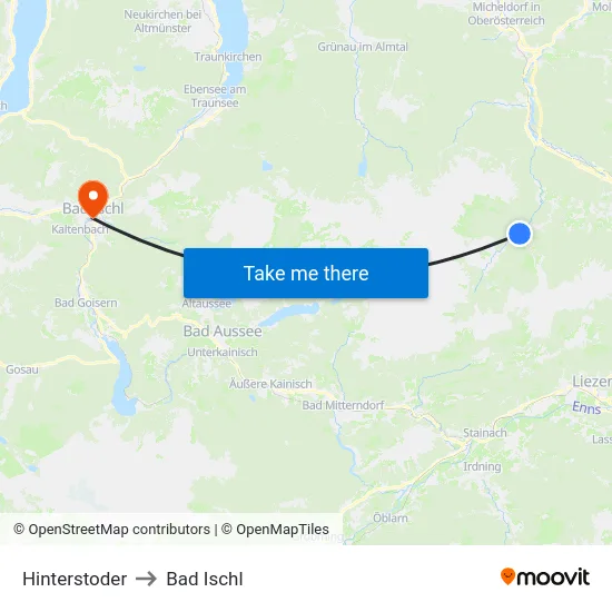 Hinterstoder to Bad Ischl map