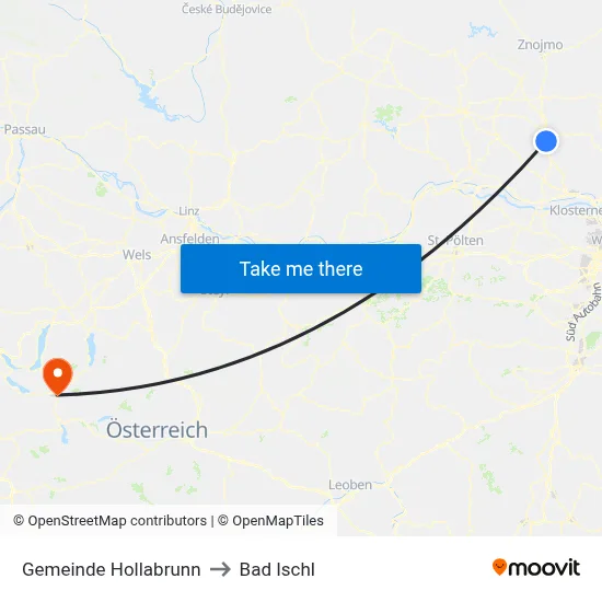 Gemeinde Hollabrunn to Bad Ischl map