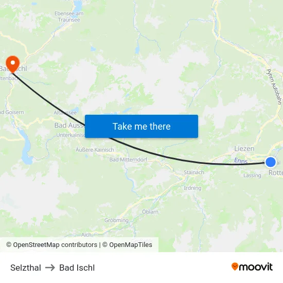 Selzthal to Bad Ischl map