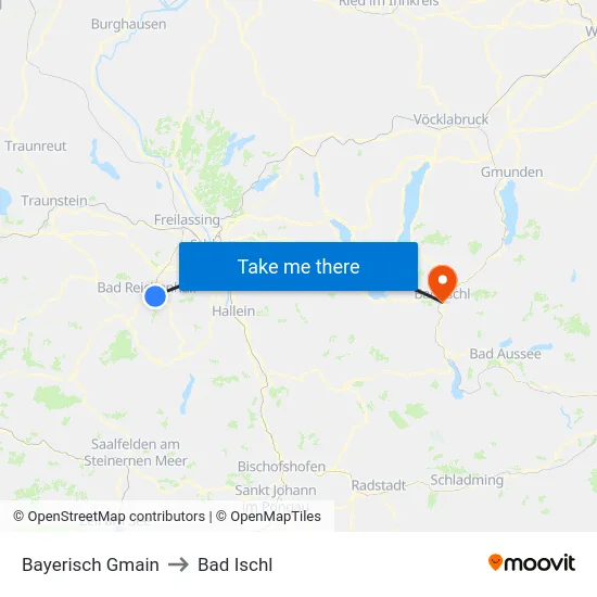 Bayerisch Gmain to Bad Ischl map