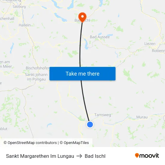 Sankt Margarethen Im Lungau to Bad Ischl map