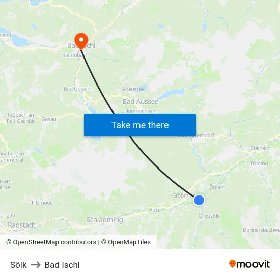 Sölk to Bad Ischl map