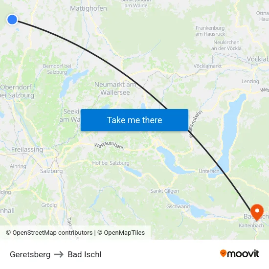 Geretsberg to Bad Ischl map