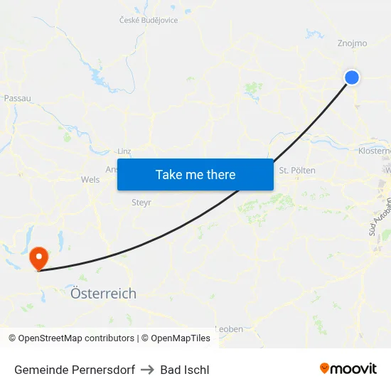 Gemeinde Pernersdorf to Bad Ischl map