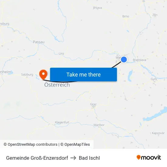 Gemeinde Groß-Enzersdorf to Bad Ischl map