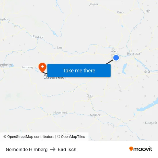 Gemeinde Himberg to Bad Ischl map
