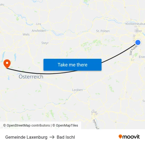 Gemeinde Laxenburg to Bad Ischl map