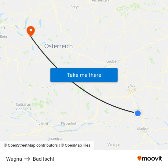 Wagna to Bad Ischl map