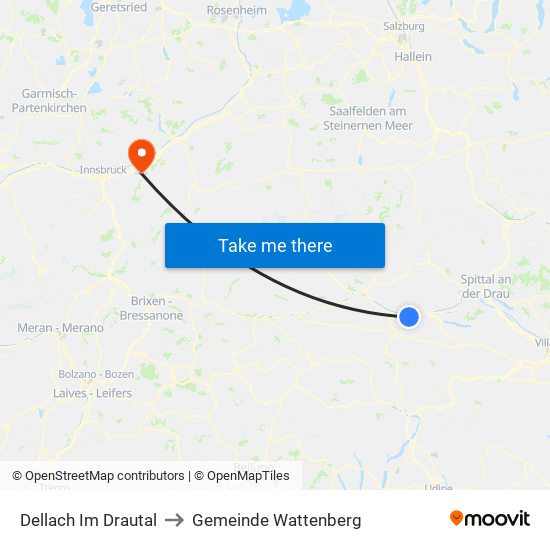 Dellach Im Drautal to Gemeinde Wattenberg map