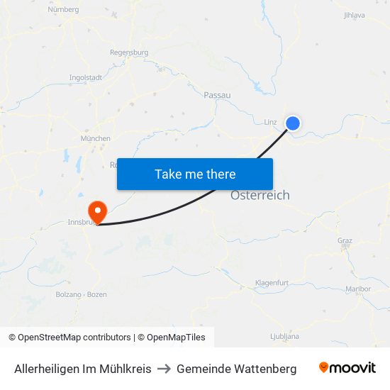 Allerheiligen Im Mühlkreis to Gemeinde Wattenberg map