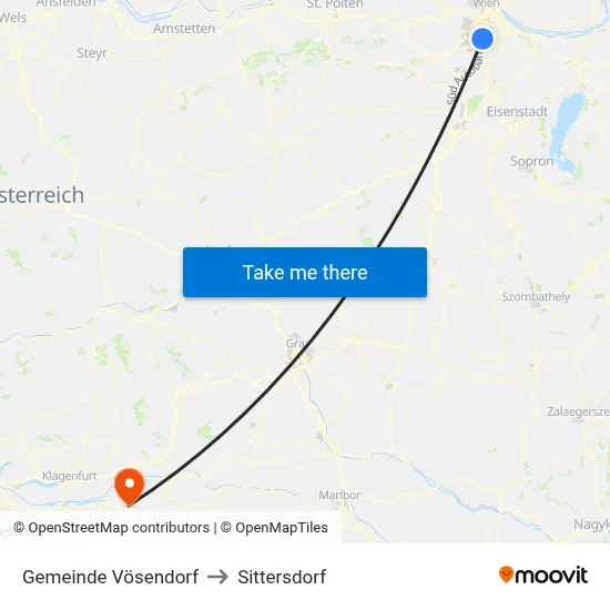 Gemeinde Vösendorf to Sittersdorf map