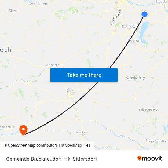Gemeinde Bruckneudorf to Sittersdorf map