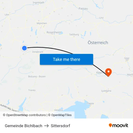 Gemeinde Bichlbach to Sittersdorf map