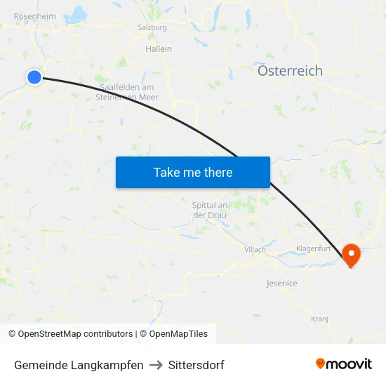 Gemeinde Langkampfen to Sittersdorf map