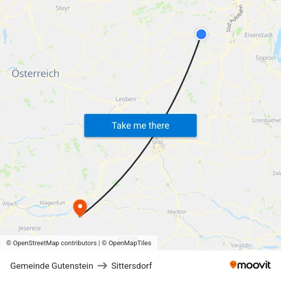 Gemeinde Gutenstein to Sittersdorf map