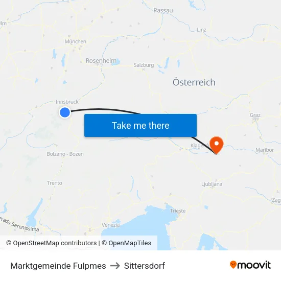 Marktgemeinde Fulpmes to Sittersdorf map