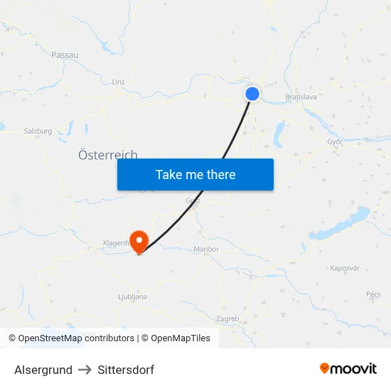 Alsergrund to Sittersdorf map