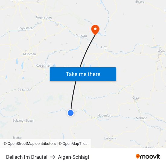 Dellach Im Drautal to Aigen-Schlägl map
