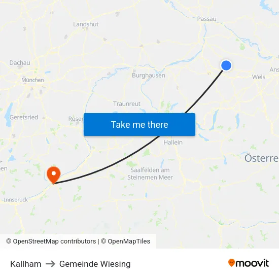 Kallham to Gemeinde Wiesing map