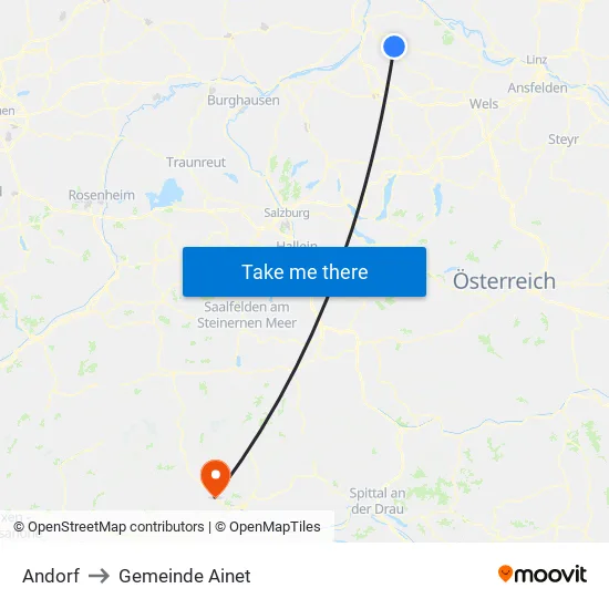 Andorf to Gemeinde Ainet map