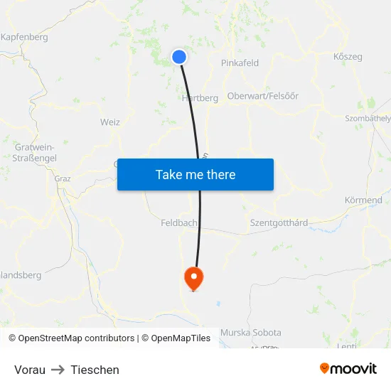 Vorau to Tieschen map