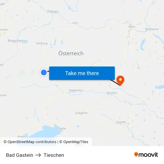 Bad Gastein to Tieschen map
