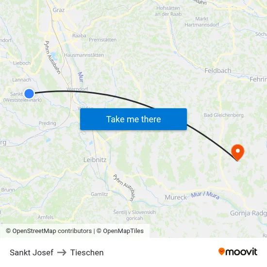 Sankt Josef to Tieschen map
