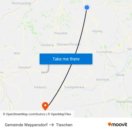 Gemeinde Weppersdorf to Tieschen map
