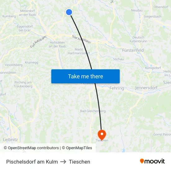 Pischelsdorf am Kulm to Tieschen map