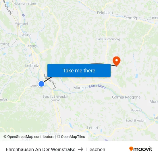 Ehrenhausen An Der Weinstraße to Tieschen map