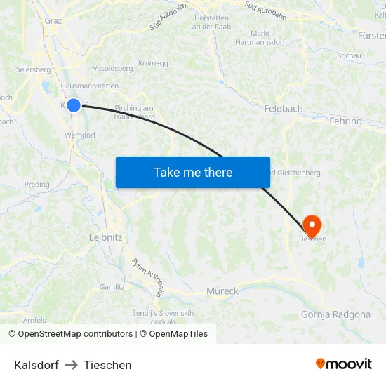 Kalsdorf to Tieschen map
