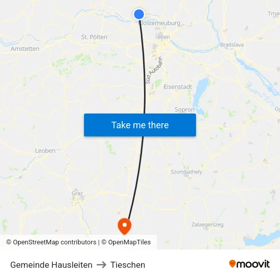 Gemeinde Hausleiten to Tieschen map