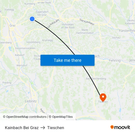 Kainbach Bei Graz to Tieschen map