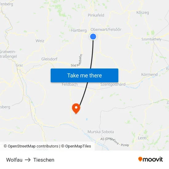 Wolfau to Tieschen map