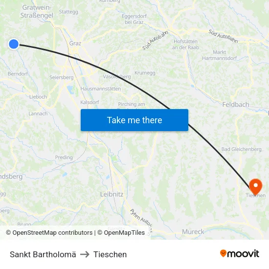 Sankt Bartholomä to Tieschen map