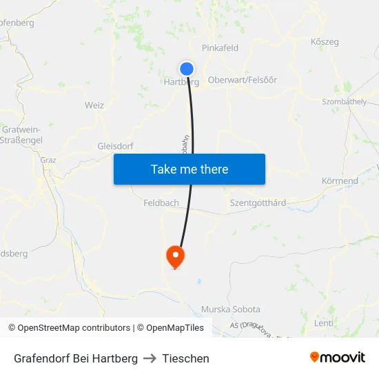 Grafendorf Bei Hartberg to Tieschen map