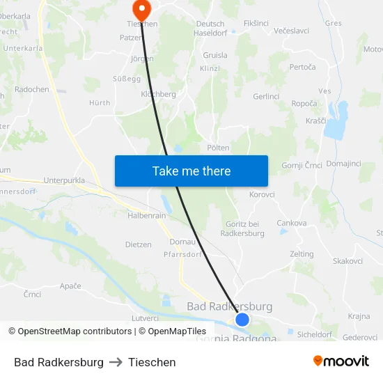 Bad Radkersburg to Tieschen map