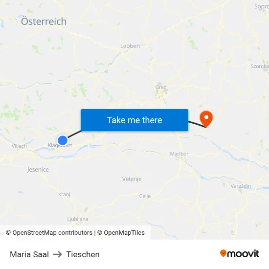 Maria Saal to Tieschen map