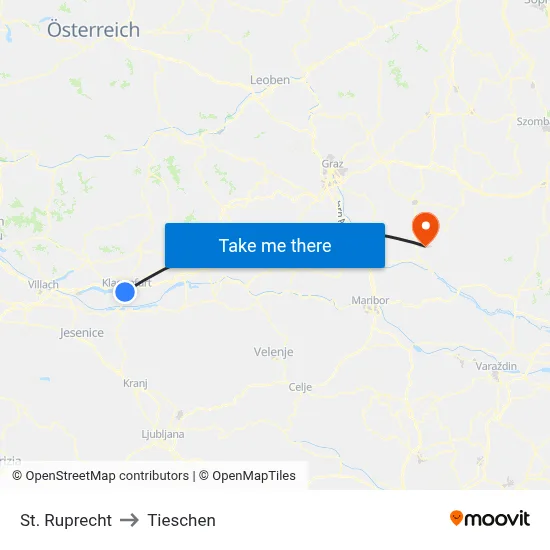 St. Ruprecht to Tieschen map