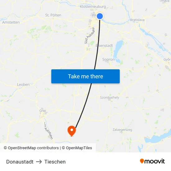 Donaustadt to Tieschen map