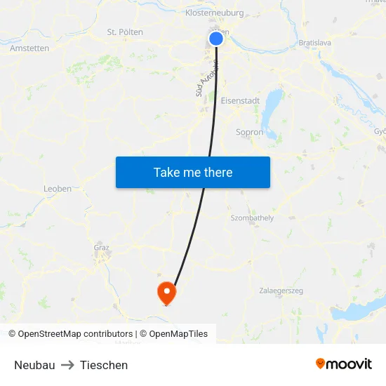 Neubau to Tieschen map