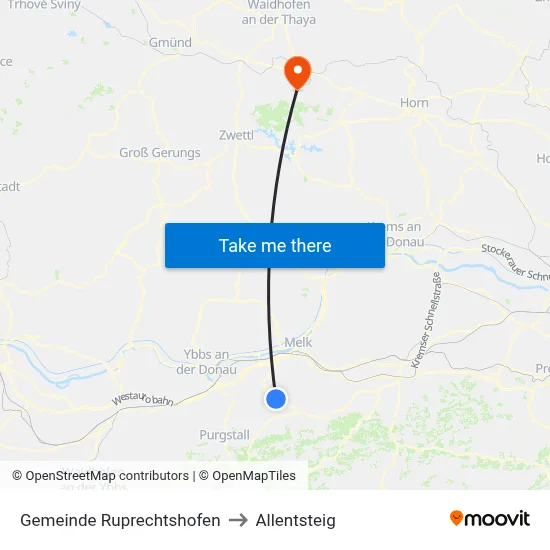 Gemeinde Ruprechtshofen to Allentsteig map