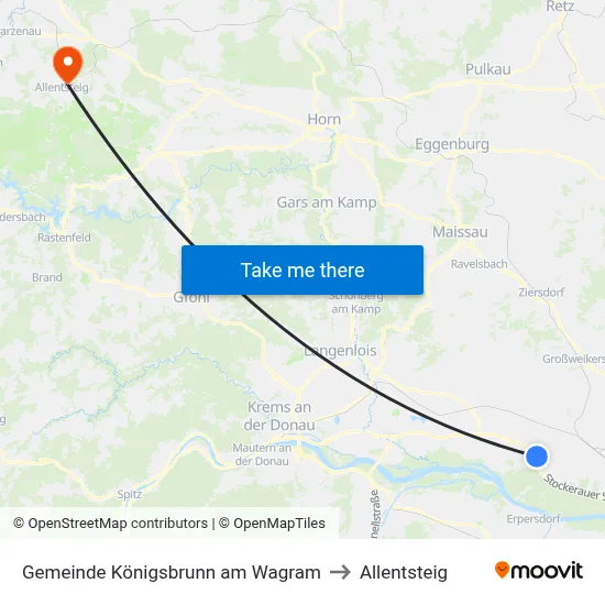 Gemeinde Königsbrunn am Wagram to Allentsteig map